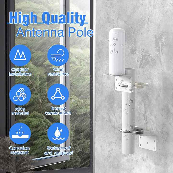 DYMACHINE Antennenhalterung aus Stahl, silberfarben, schwarz, universelle Antennenhalterungen mit doppelten U-Bolzen 