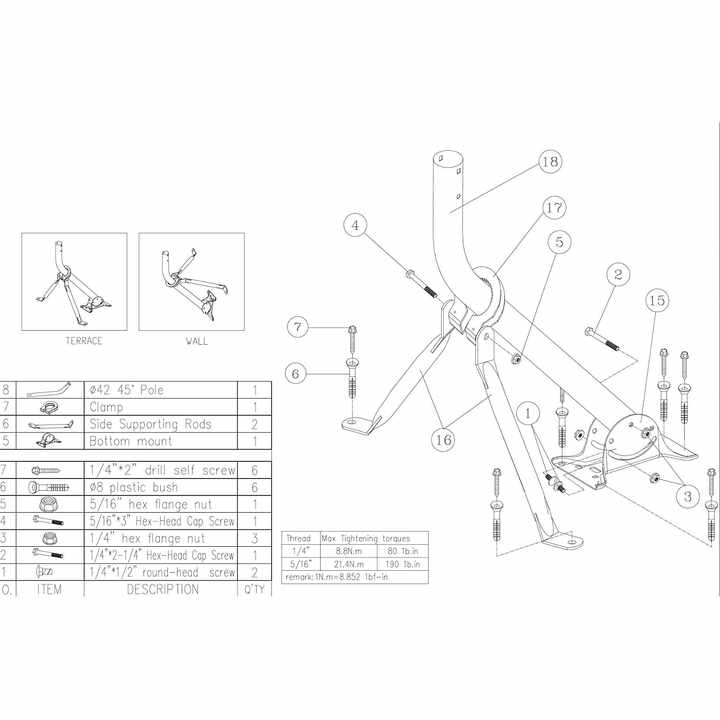 DYMACHINE Antennenhalterung, Stativhalterung, TV-Mastkabel, robuste Satellitenschüssel