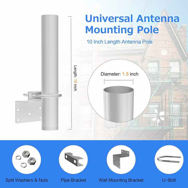 DYMACHINE Antennenhalterung aus Stahl, silberfarben, schwarz, universelle Antennenhalterungen mit doppelten U-Bolzen 