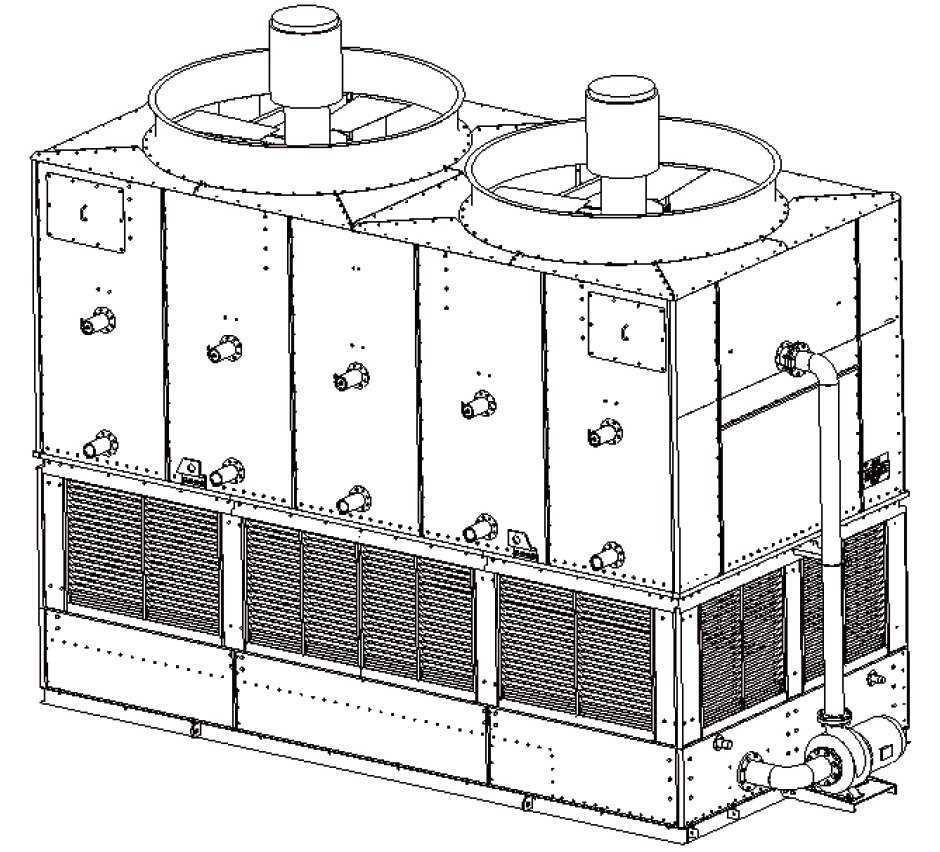 DYMACHINE Maßgeschneiderter geschlossener Wasserkühlturm, Kühl- und Wärmeaustauschausrüstung, Verdunstungskondensator 